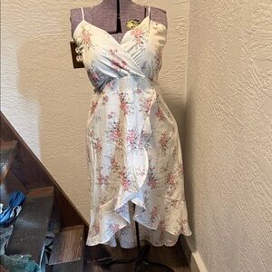 No Boundaries White Floral High Low Dress